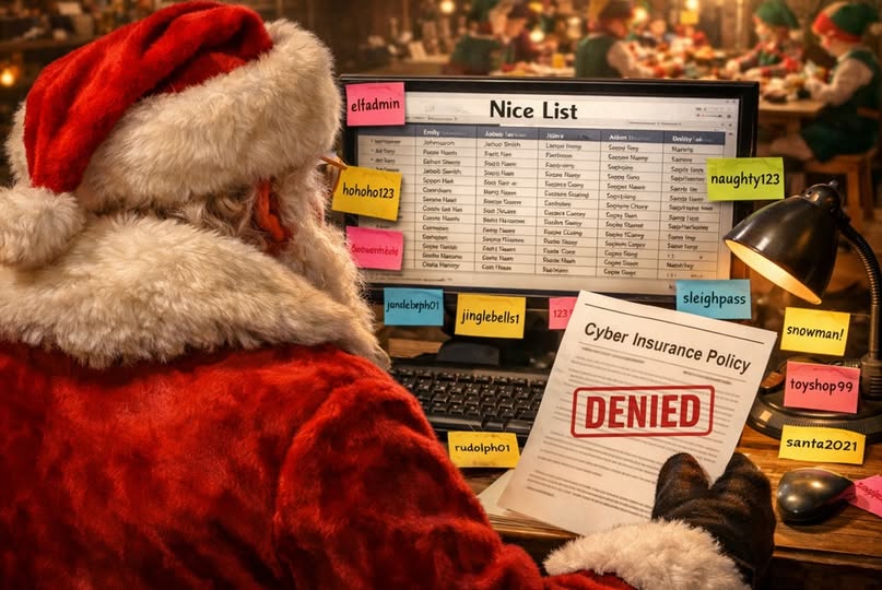 Santa Still Using Post-It Notes for Passwords, Denied Cyber Insurance Policy…Again